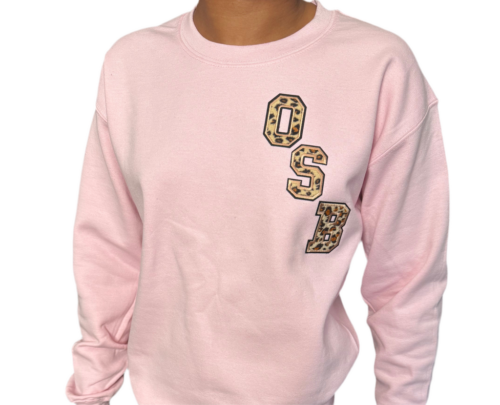 Pink OSB Crew Neck Sweater with Cheetah Logo