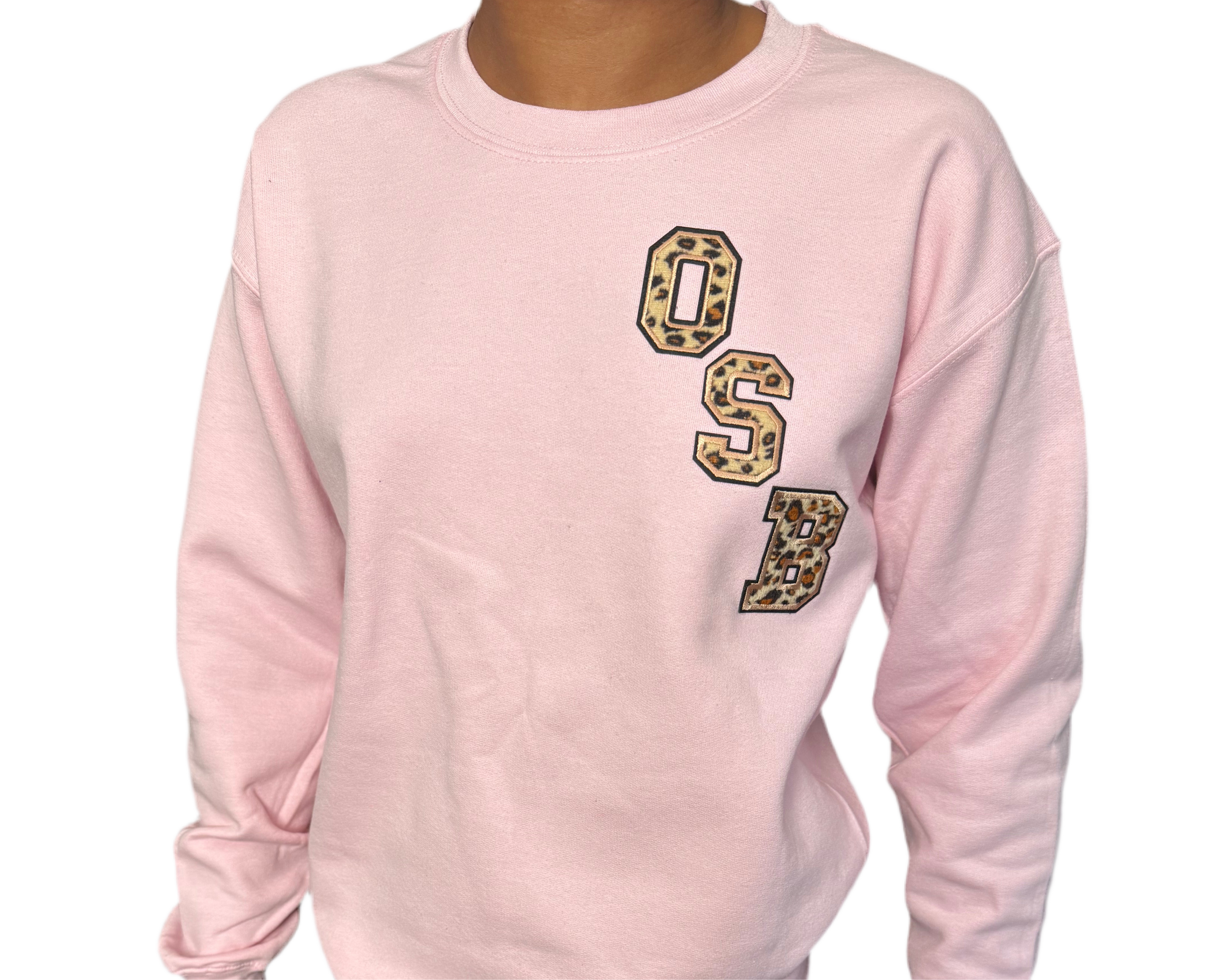 Pink OSB Crew Neck Sweater with Cheetah Logo