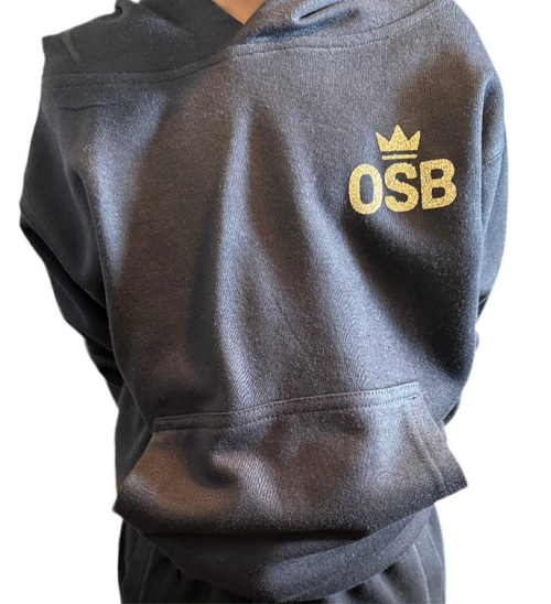 Kids Black OSB Hoodie with Shimmering Gold Logo