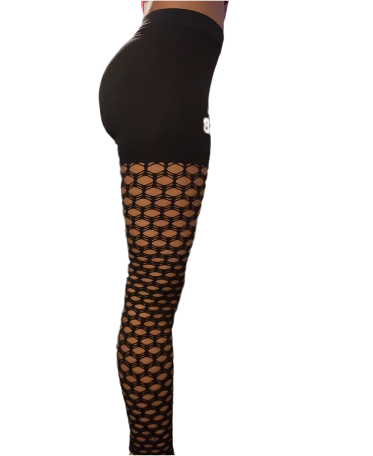 OSB Black Fishnet Leggings One Size Fits All with Crown Logo Fashionable Design