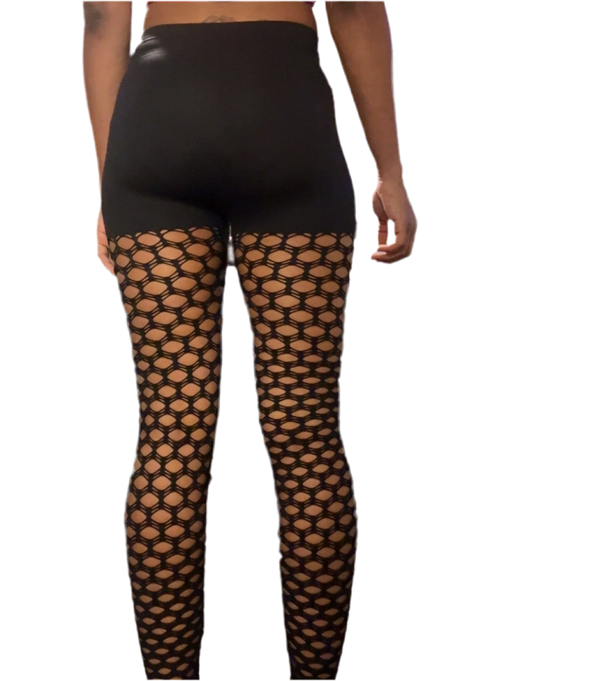 OSB Black Fishnet Leggings One Size Fits All with Crown Logo Fashionable Design