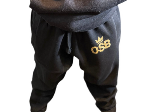 Kids Black OSB Sweat Pants with Shimmering Gold Logo