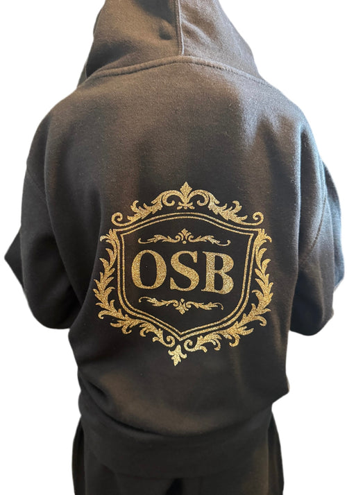 Kids Black OSB Hoodie with Shimmering Gold Logo