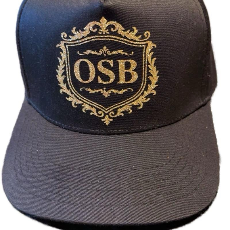 OSB SnapBack Hat with Gold Crest Logo Black and Gold Adjustable Cap
