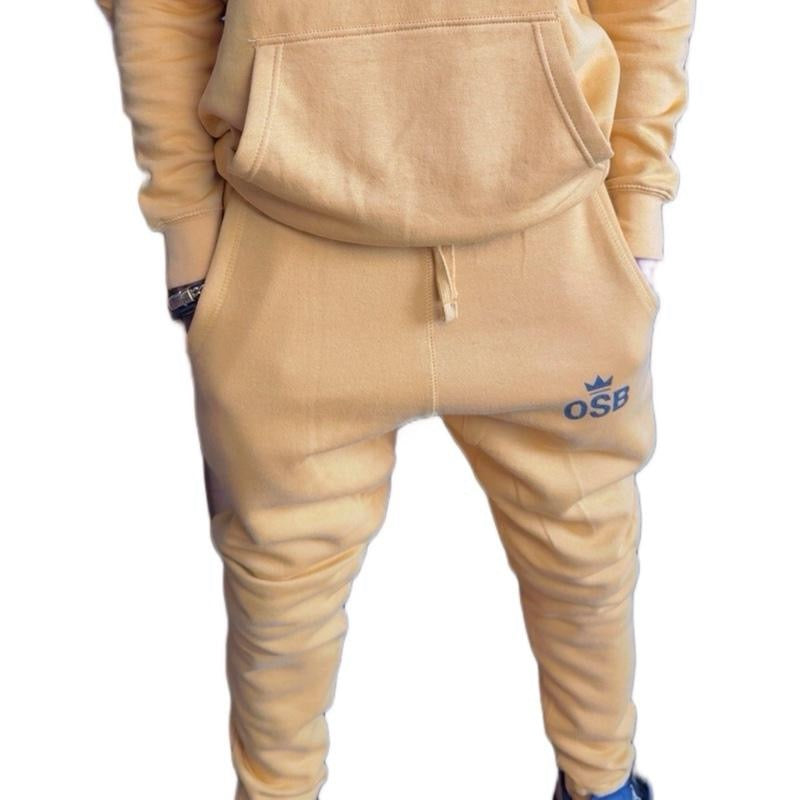 Unisex Gold Joggers With Shimmering Black Crown OSB Logo