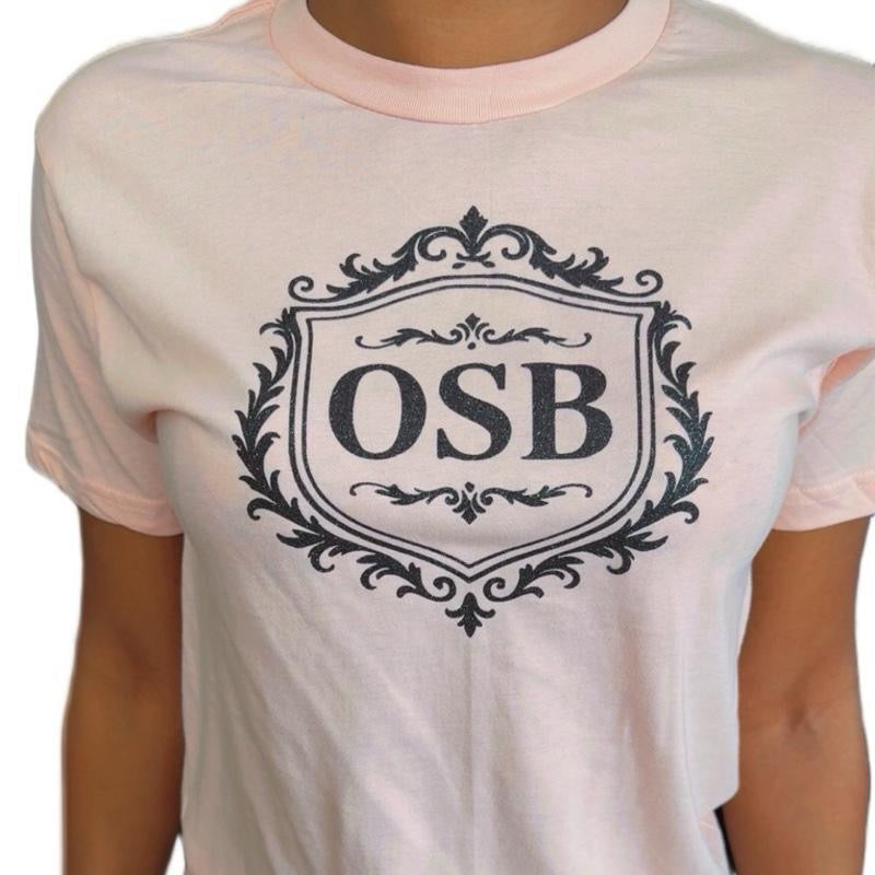 Pink OSB T-Shirt with Shimmering Black OSB Logo on Front and Back for Stylish Wear