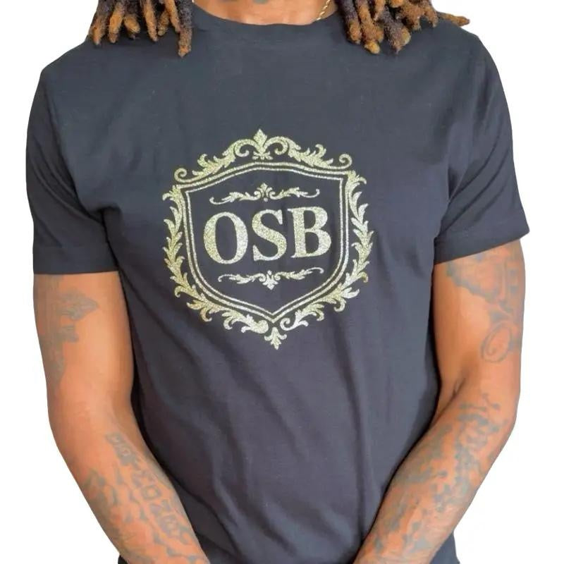 Unisex Black OSB T-Shirt with Shimmering Gold Logo
