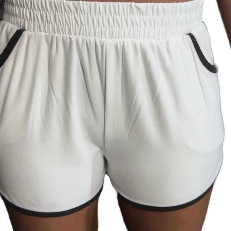 OSB White Women's Jogging Shorts with Shimmering Black Logo on Back for Stylish Comfort